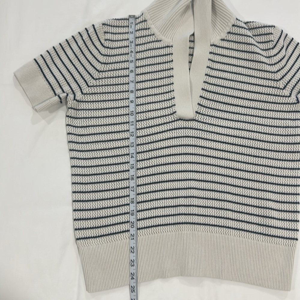 EUC Crochet Stitch Polo Sweater | color: Marshmallow - Picture 8 of 9